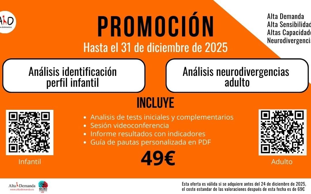 Promoción especial de identificación de perfil infantil y análisis de neurodivergencias en adultos